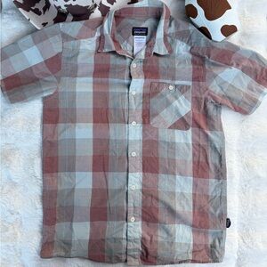 Patagonia Red and Gray Plaid Button Down Shirt